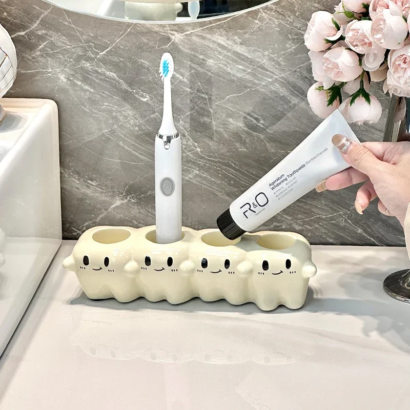Ceramic Toothbrush Holder 1/2/3/4 Holes Creative Electric for Bathroom Storage Bathroom Accessories