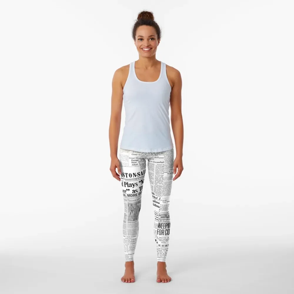 Newsprint Leggings Women's sports pants Women's fitness Leginsy push up Womens Leggings
