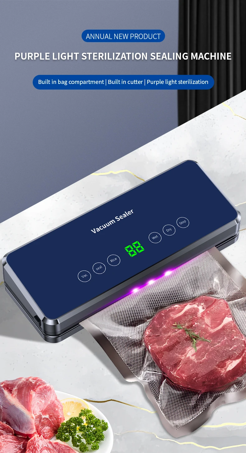 Description Picture 2 of itemElectric Vacuum Sealer Built-in Sealer Plastic Bags and Cutter Packaging Machine Kitchen Home Food Storage Seal Smart Touch Key