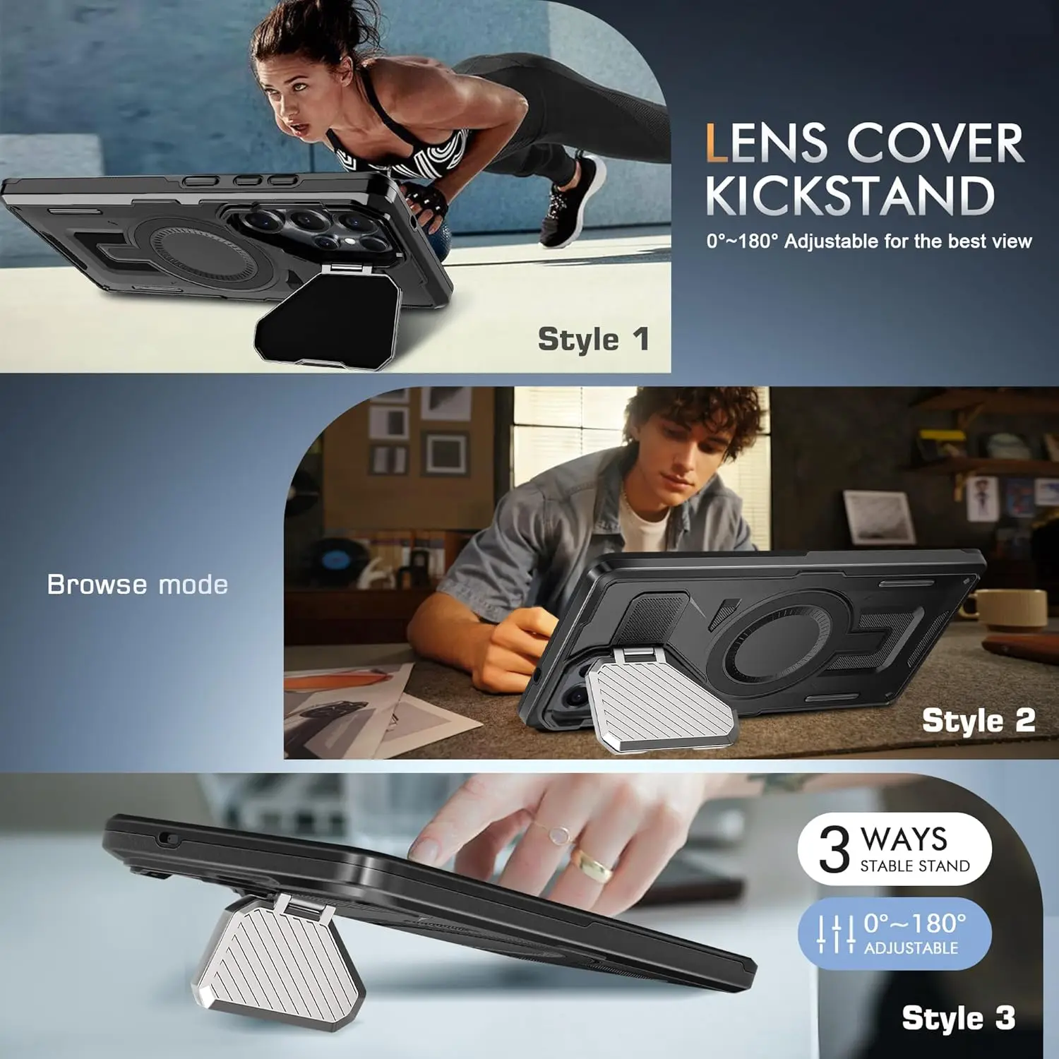 Magnetic Rotatable Kickstand Phone Case with Enhanced Protection