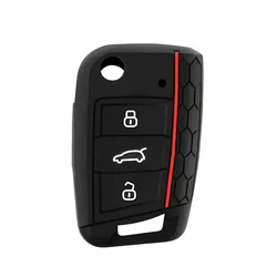 Premium Car Key Case Cover with Sleek Design (Red Line)