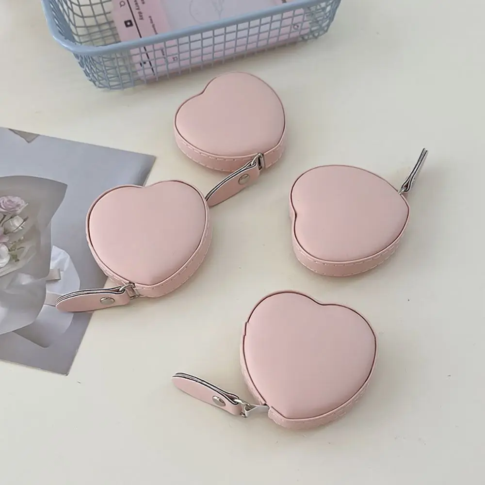 1PC Heart Shape Tape Measure Pink Portable Flexible Ruler Wear Resistant Soft Leather Mini Ruler Clothing