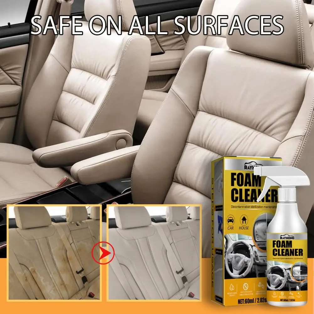 Multifunctional Foam Cleaner Car Interior Decontamination Leather Seat  Cleaner Leather Plastic Cleaning Supplies Car Care