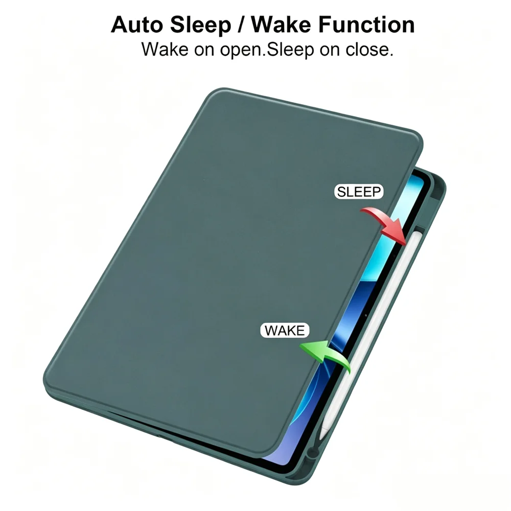 Enhanced Rotating Tablet Cover with Smart Stand and Pencil Slot