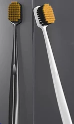 Eco-Friendly Volcanic Charcoal Toothbrush - Soft, Widened Bristles (Black and White)