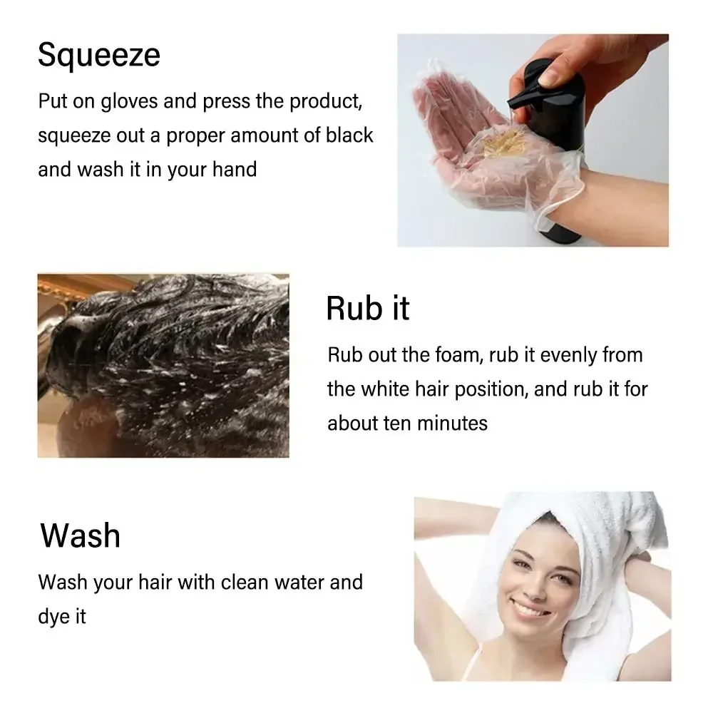 3 In 1 Instant Coloring Shampoo Natural Black Color for Men Women Hair Dye Herbal Brown Purple Hair Dye Hair Dye Shampoo 4