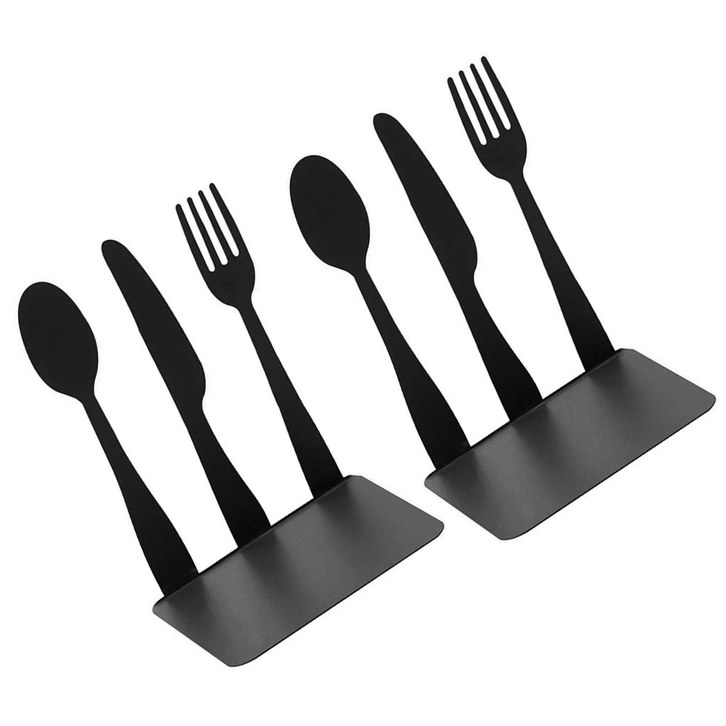 2Pcs Cutlery Bookend Fork-shaped Storage Shelf Books Organizer Desktop 2pcs cutlery bookend fork shaped storage shelf books organizer desktop