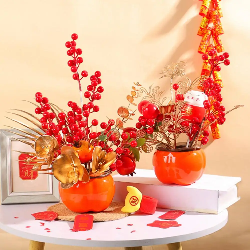

Festive Home Decor Ginkgo Biloba Flower Pot Fortune Cat Housewarming Decoration Eye-catching Home Ornament Cheerful Home