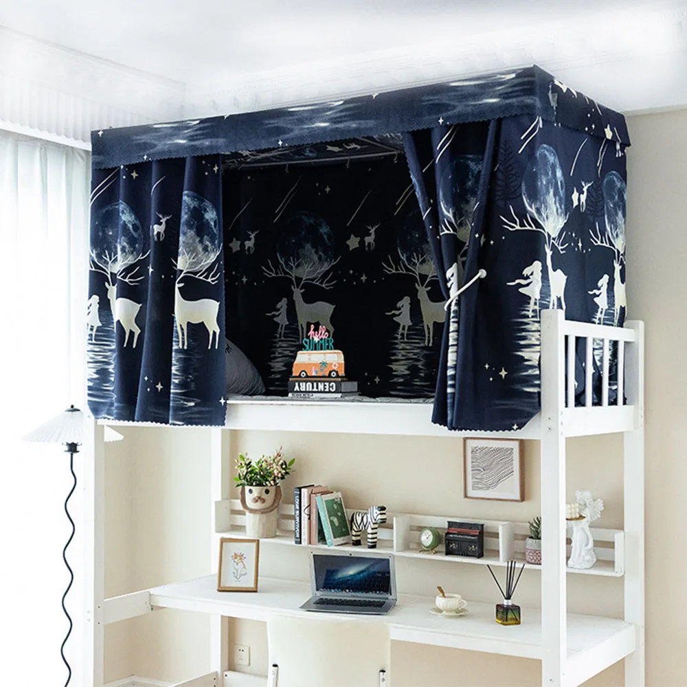 School Dormitory Bed Curtain Easy Install Non-fading Shaded Curtain For Dorm