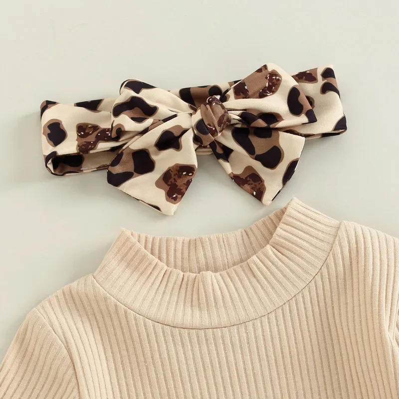 Leopard Bow Baby Girl Pants Set 4