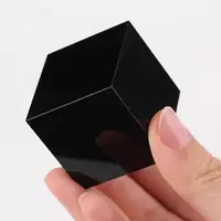 Natural Obsidian Square, Quartz Crystal Rough Polished Cube, Mineral Reiki Healing Stone, Degaussing Hexahedral Desk Decor 1