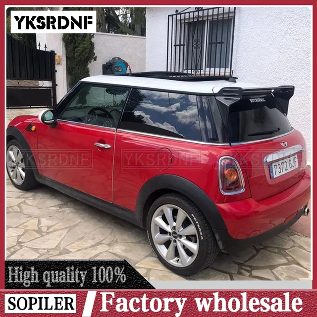 Car Rear Spoiler for Mini R50 R53 R56 JCW Black Carbon Fiber Glass Car Rear Trunk Roof Window Wing Lip for R56 Car Styling 1