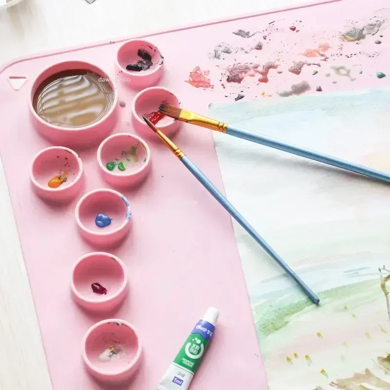 Silicone Painting Pad Silicone Painting Mat Pigment Palette Non-Stick Craft Mat For Painting Ink Blending Watercoloring Stamping Crafting Tool Paint Tray Color Palette Watercolor Palette