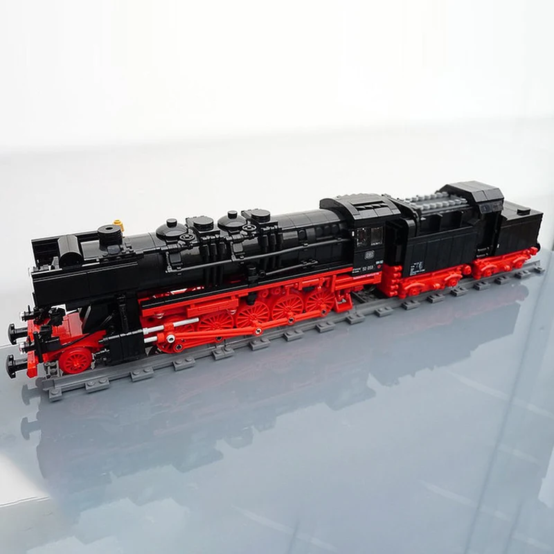 도시 자동차 모델 MOC 빌딩 벽돌 증기 기관차 DR BR 50 기차 모듈 형 기술 선물 휴일 조립 어린이 장난감 정장