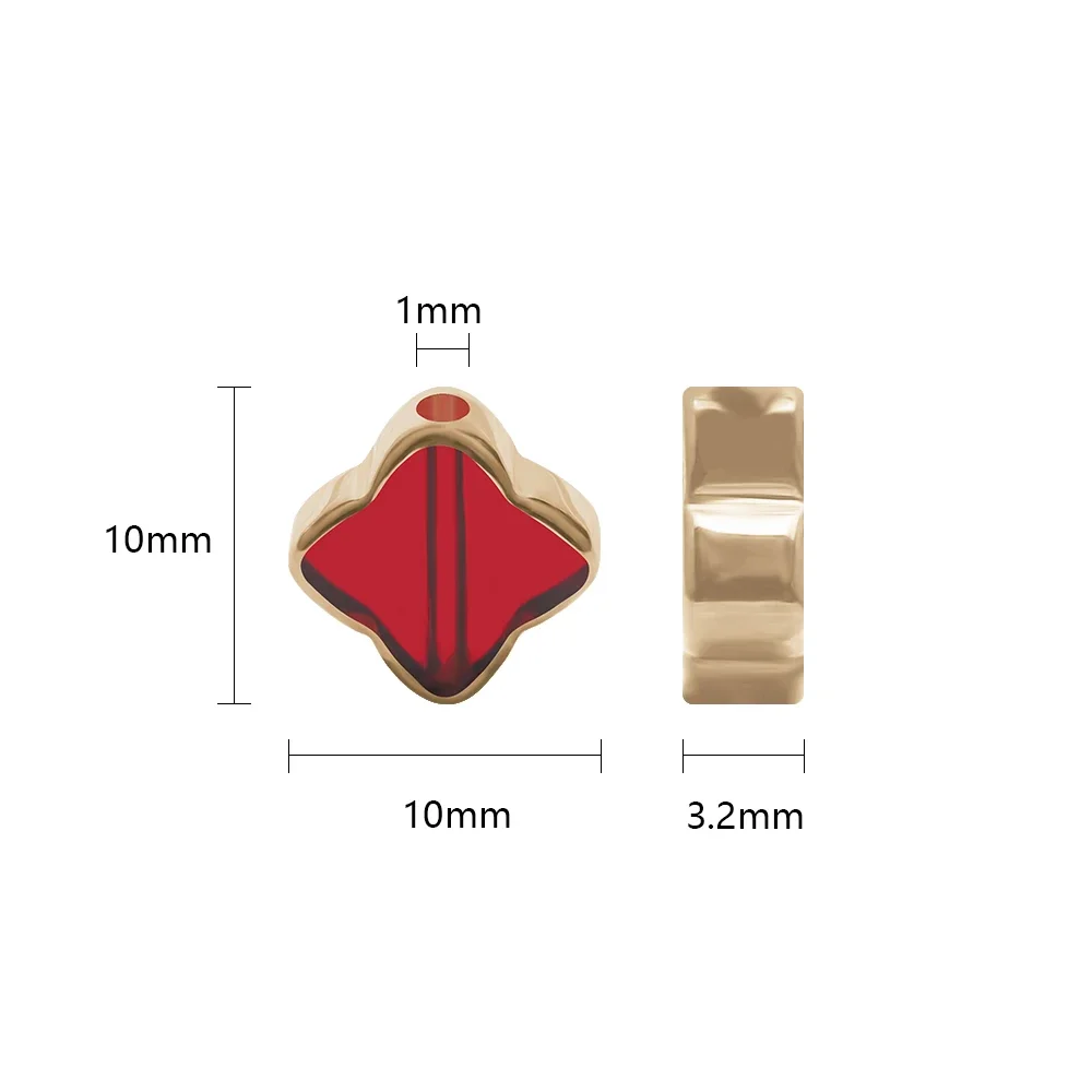 28Pcs 10mm 광택 크리스탈 유리 십자가 모양 플랫 비즈 DIY 공예용 루즈 스페이서 쥬얼리 제작 의류 액세서리 바느질 용품
