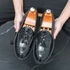 New Loafers for Men Patent Leather Stone Pattern Slip-On Round Toe Wedding Shoes for Men Size 38-44 Men Shoes 6