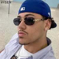 Lunettes de soleil carrées sans monture style punk pour hommes 2026 – Lunettes de soleil de luxe vintage sans cadre pour homme, monture petite, style hip-hop, pour l'extérieur 3