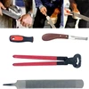 Farrier Tools 14-inch Horseshoe Trimming Sets，Contain Hoof Rasp Horse Nipper Knife  Brush，Professional 4 in 1 Hor 2