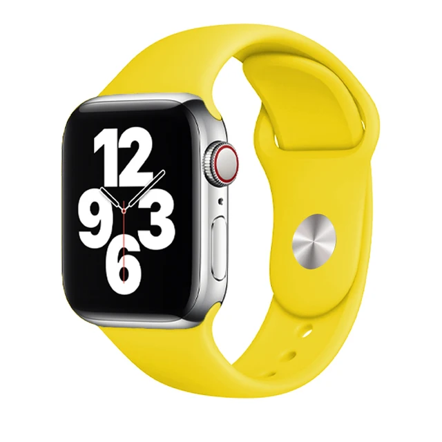 Silicone Strap For Apple Watch Band 44mm 41mm 45mm 40mm 38mm Smart Watch Sports Rubber Bracelet iWatch 6  Serie 7 SE Watchband Yellow