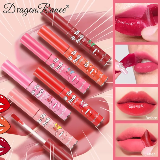 Peel Off Rose Red Lip gloss Lip Outline Contour Tattoo Lip Stain Waterproof Transfer Resistant Tear Off Peel Off Lipstick Makeup