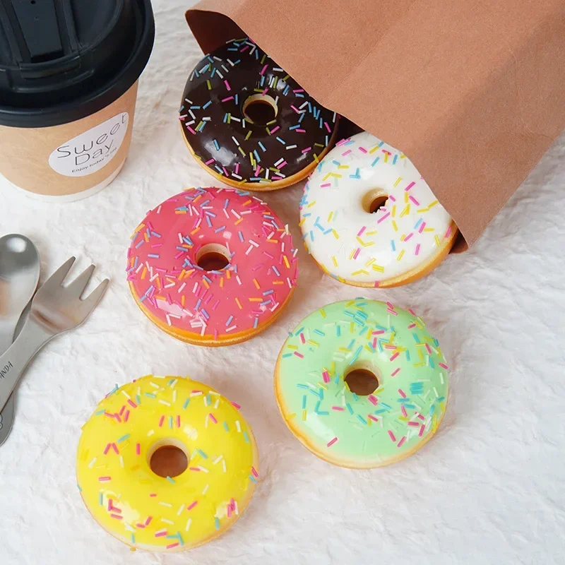 Food Model Food Photography Props Kitchen Food Toys Donut Photography Props 6pc Artificial Donuts Model Imulation Donut Fake Cake Bread Model PU Donut Dessert Baking Shop Display Photography Props Dessert