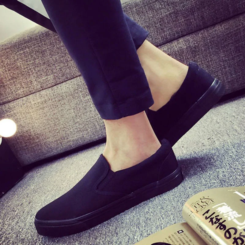Men Casual Shoes Flat Slip-on Plus Size N023 Canvas Shoes Men Loafers Cool Young Man Street Black Shoes Breathable 5