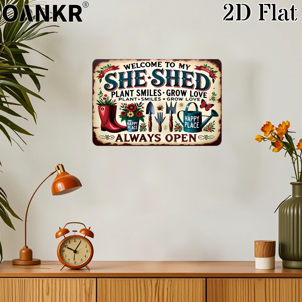 Vintage Metal Tin Sign - Welcome to My She Shed Art for Home and Garden Decor