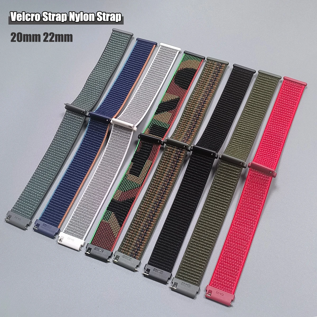 Nylon Loop Woven Watch Band, Adjustable 20-22mm Strap