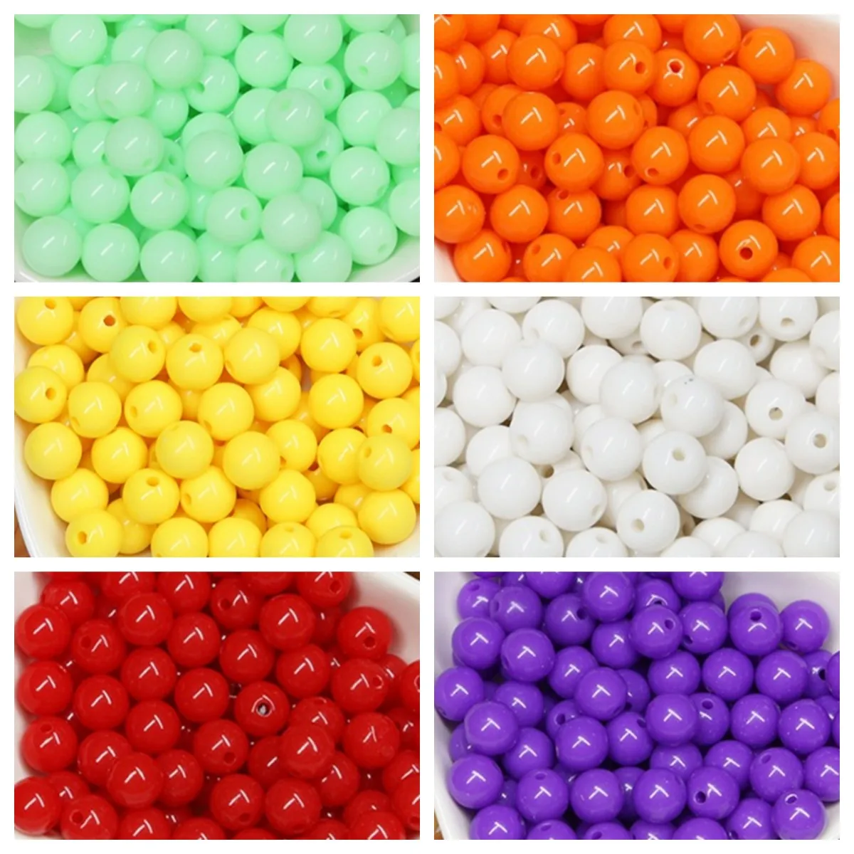 

Candy Color Acrylic Round Beads 3mm-12mm Loose Balls Spacer beads for needlework & Jewelry Making