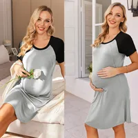 Robe d'allaitement d'été 3 en 1, livraison/lavage/chemise de nuit d'allaitement pour femmes, robe d'hôpital de maternité, fermeture éclair, vêtements de nuit d'allaitement 5