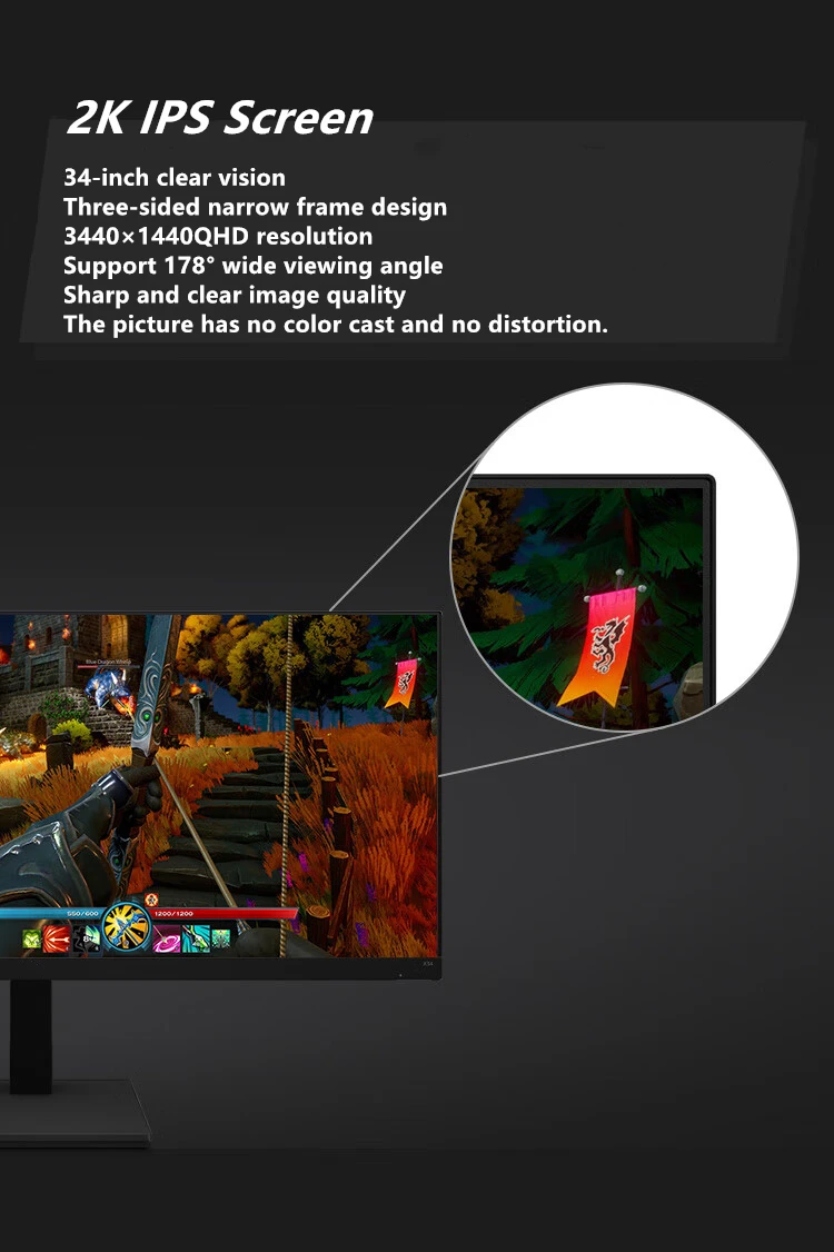 FYHXele ̵ ÷ 21:9 IPS 100Hz WQHD ũž LED ̸ ǻ ȭ, DP, 3440*1440  ƴ, 34 ġ , 100Hz