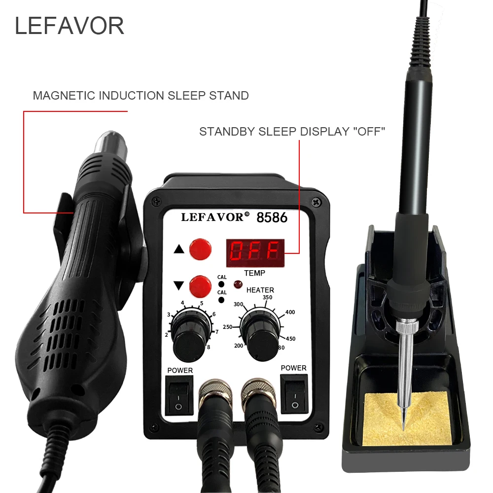 Soldering Station 2 In 1 Digital ESD Hot Air Blower Heat Gun Welding Solder Iron SMD Desoldering Rework Station Tool soldering iron hot air gun soldering station soldering tool welding tool 8586