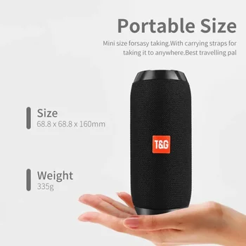 Portable Bluetooth Speaker, Wireless TWS Pairing IPX5Waterproof 1200mAh Battery TF FM Radio with Stereo Bass for Outdoor Use 6