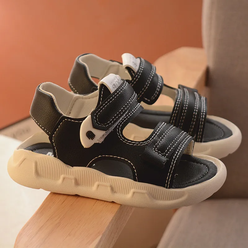 Summer Toddler Sandals Baby Girl Shoes Solid Color Leather Breathable Boys Sneakers Kids Infant Sport Boys Black Sandals For baby shoes,kids shoes,children sandals,kids sandals