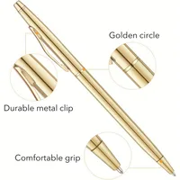 Slim Metallic Retractable Ballpoint Pens Slim Ballpoint Pens Black Ink Pens Metal Pens Set for Business Office 3