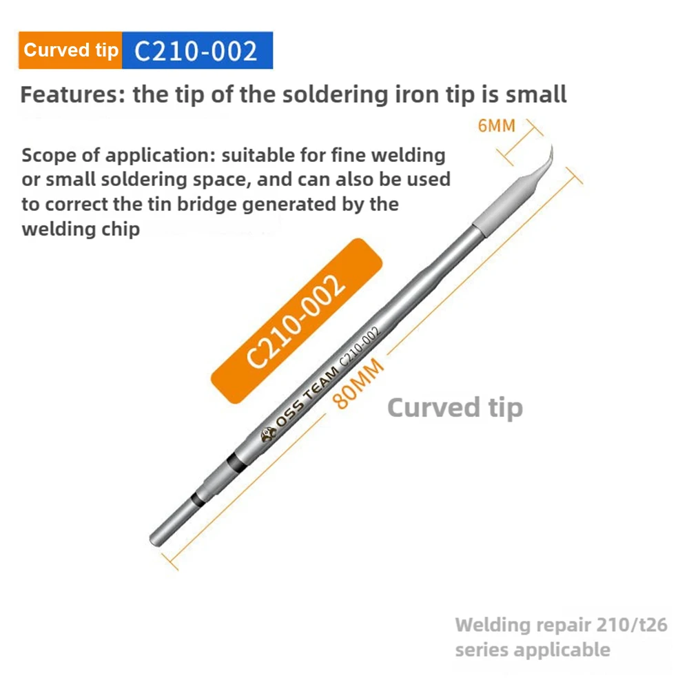 Soldering Iron OSS C210 Soldering Iron Tip Precision Welding Tool 2S Rapid Heating Compatible for JBC T210 T80 HS02B