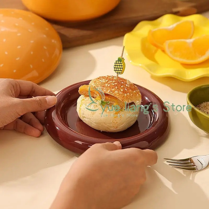 5pcs/set Hamburger Bowl Plate Set Gift Box Beautifully Designed Plate Cute Tableware Gift for Salad Dessert Children's Rice Bowl