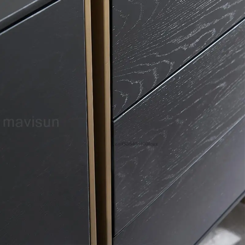 Black Modern Light Luxury Sideboard Living Room Italian Furniture Decoration Cabinet Simple Minimalist Sideboard With Drawers