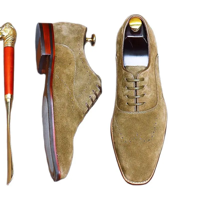 

90218 New Fashion Men's Plus Size Cowhide Autumn Oxford Business Dress Suede Frosted Leather Shoes