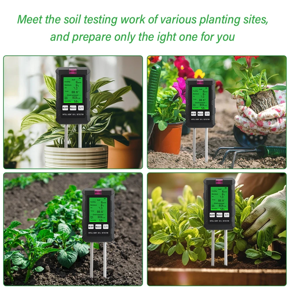 SPH030 6 in 1 Soil Tester Digital PH Moisture Fertility Light Temp Humidity Mete