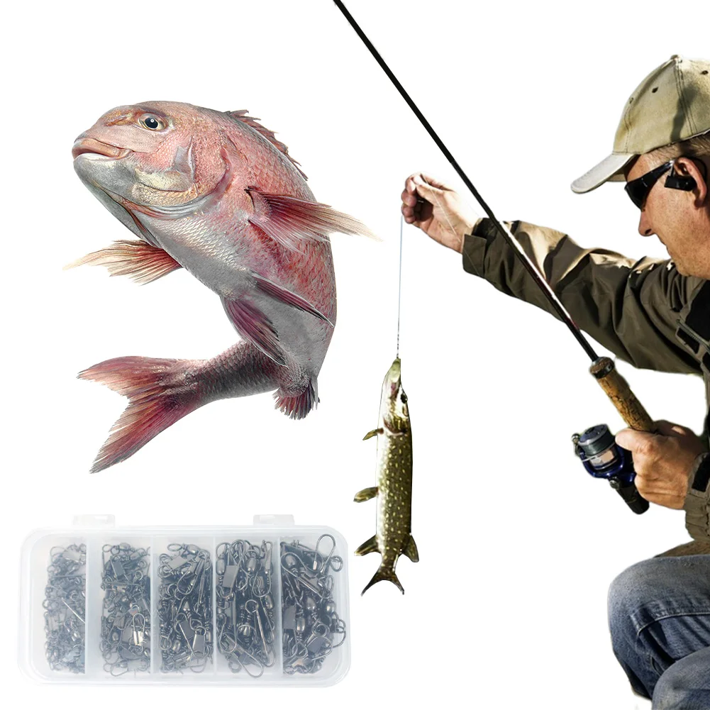 200pcs Stainless Steel Fishing Snap Swivel High Strength Fishing Swivels Snaps  Swivel for Freshwater Fishing