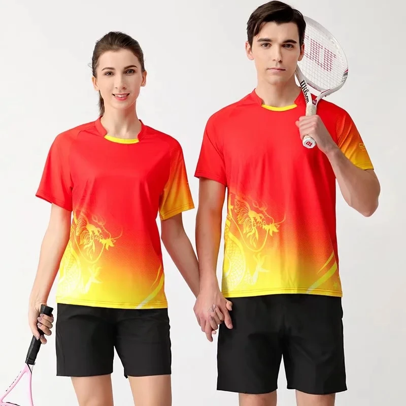 Chinese Dragon Tennis Shirts Men Women Kids Badminton tshirts for Boys table tennis Shirt Girls Ping Pong Jerseys Badminton
