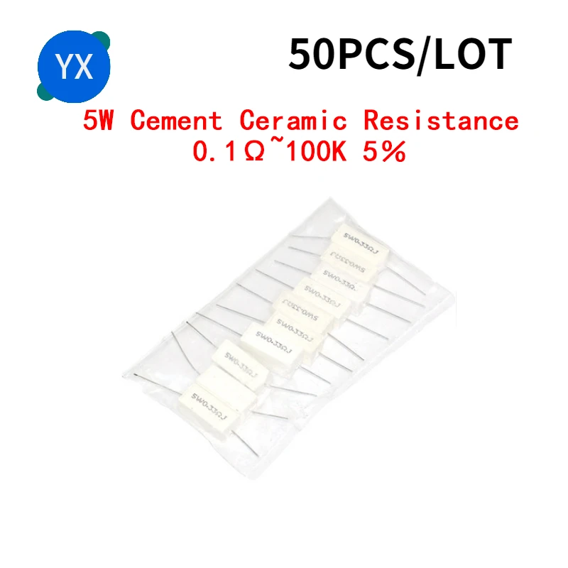 50PCS 5W Cement Ceramic Resistance Power Resistance 0.1~100K 0.01 0.1 0.25 10 0.33 0.5 1 2 4.7 5 8 10 15 20 25 30 100R 1K 10Kohm 5pcs 20w cement resistor 1 5r 2 2r 3 3r 4 7r 10r 22r 47r 100r 120r 220r 470r 1k 1 5k 2 2k 4 7k 8 2k 10k ohm power resistance