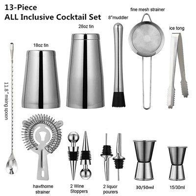 Borsa kit da barista viaggiatore, set di attrezzi da bar professionale con 17 pezzi, set da bar portatile in tela cerata con tracolla per servizio al bar, feste, viaggi in campeggio