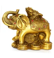 Copper Statue  Collectable Chinese Brass Carved Animal Elephant Frog Money Coin Wealth Exquisite Small Statues 1
