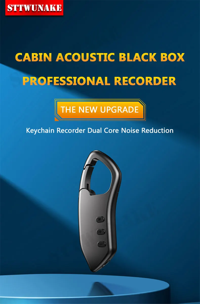 Crni snimač za privjesak za ključeve s dizajnom za smanjenje buke