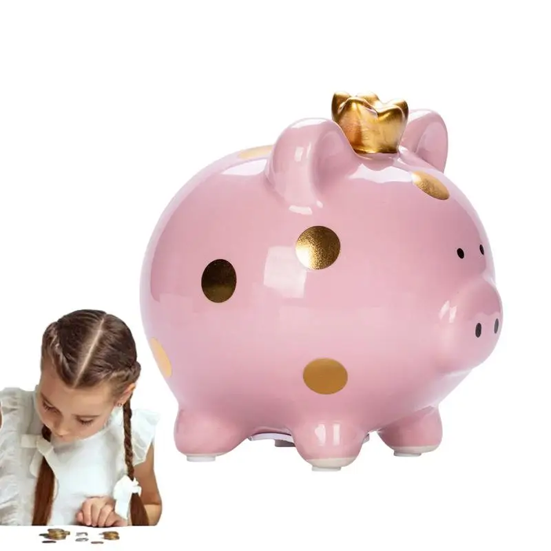 

Pig Bank For Kids Ceramic Crown Pig Kids Home Decor Safe Coin Banks Money Saving Box Cute Kids Room Deck Decor For Raise Your