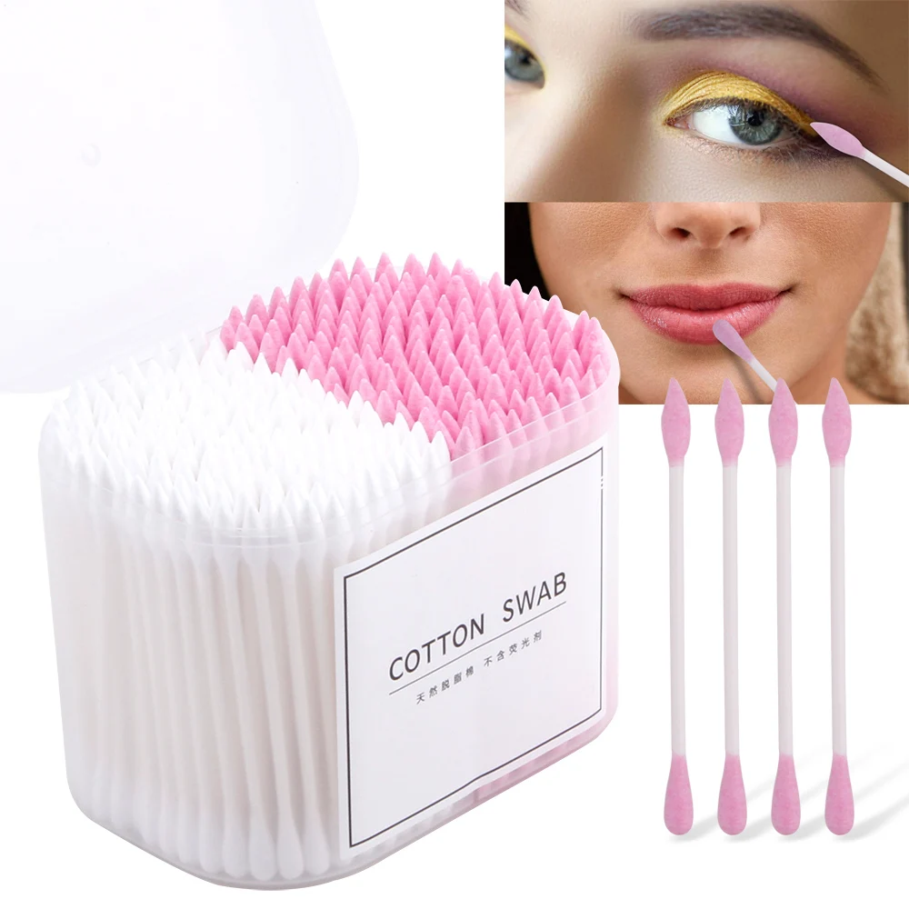 100/200/300Pcs Disposable Cotton Swabs Makeup Sticks Spiral