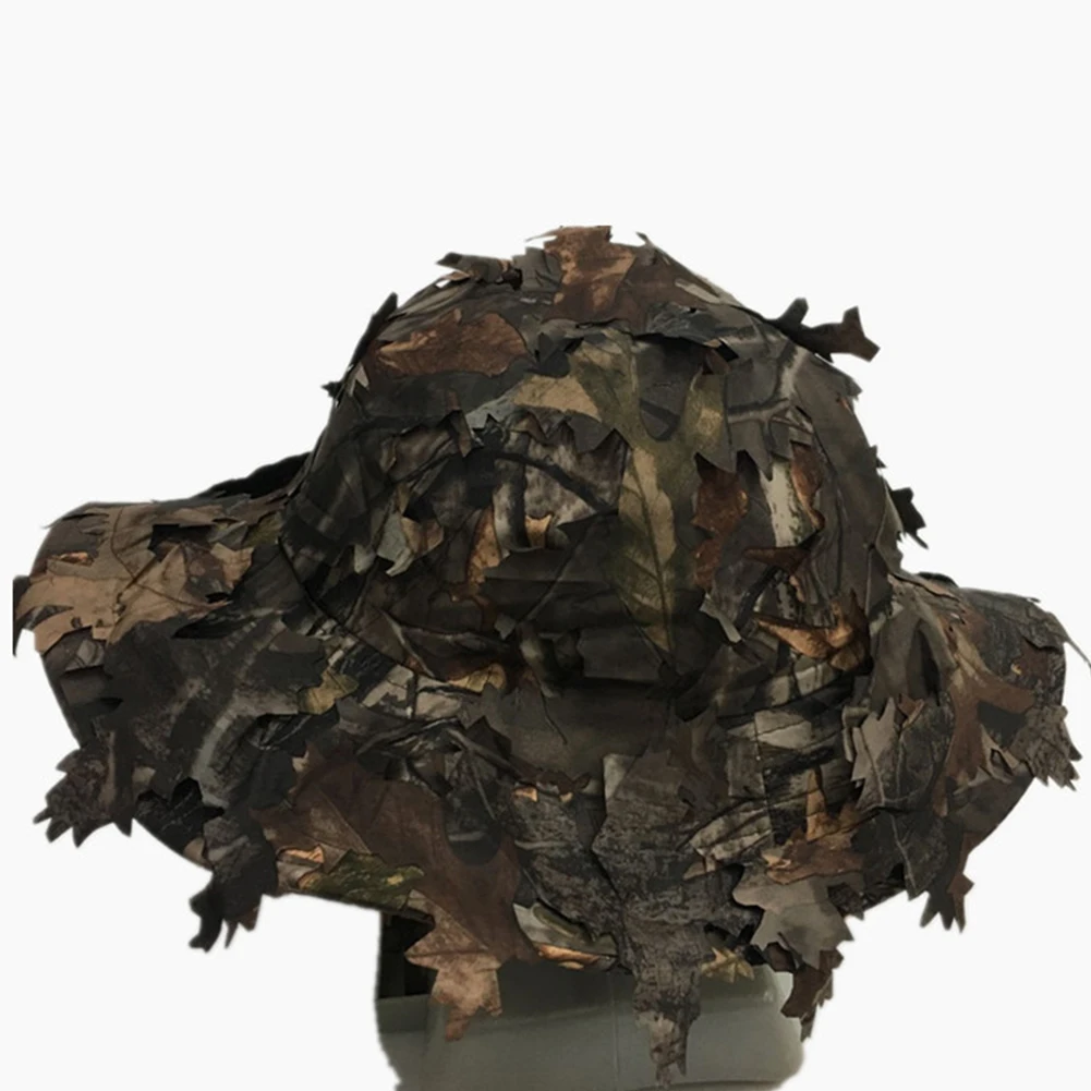 Sun Protection Flat Cap Camouflage Effect 3D Leaves Outdoor Fishing Boonie Tactical Fashion Polyester Hunting Hat Bird Watching