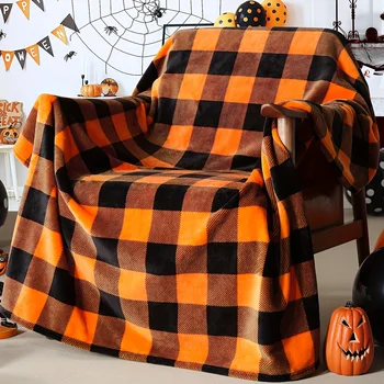 Halloween Plaid Throw Blanket 1
